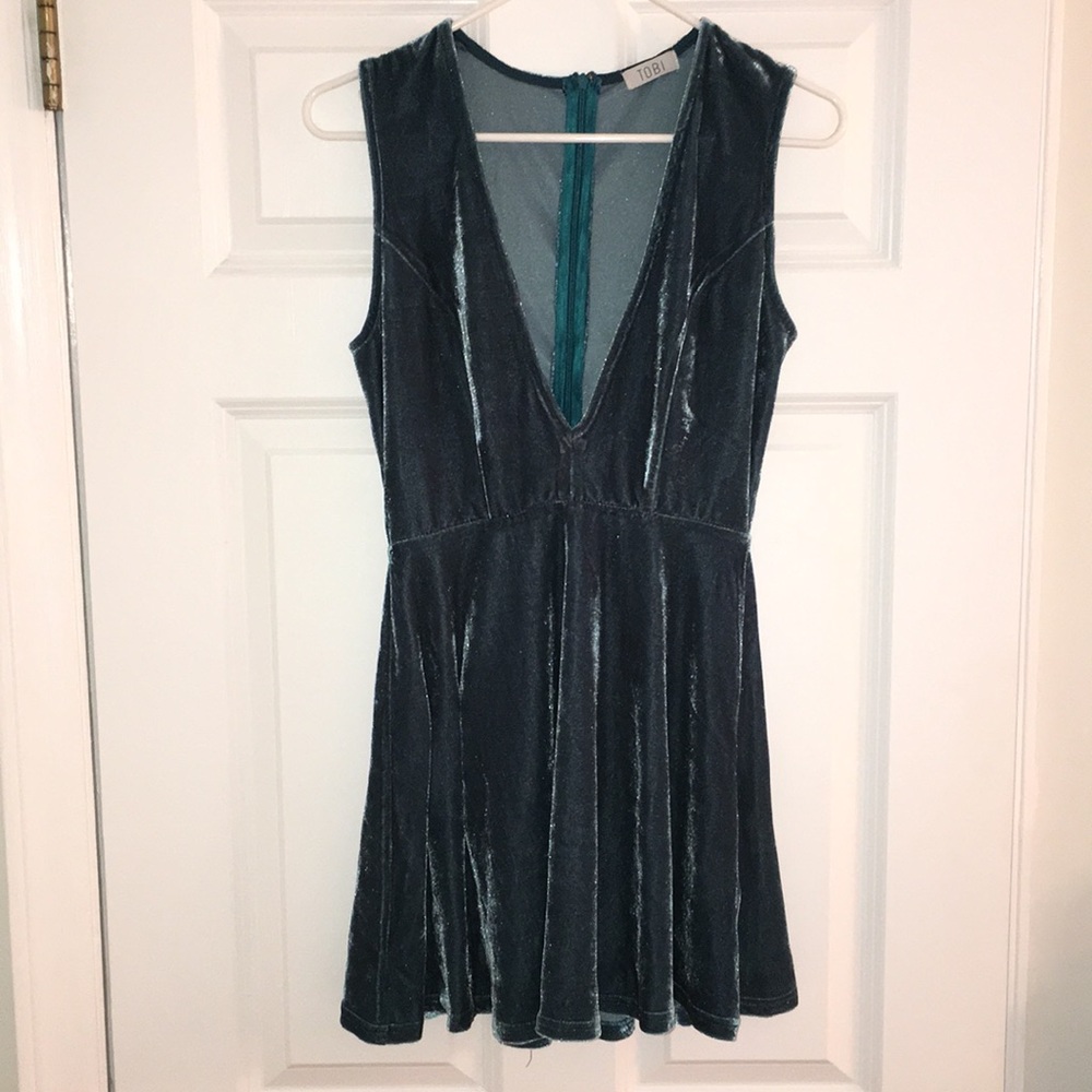 Turquoise velvet dress